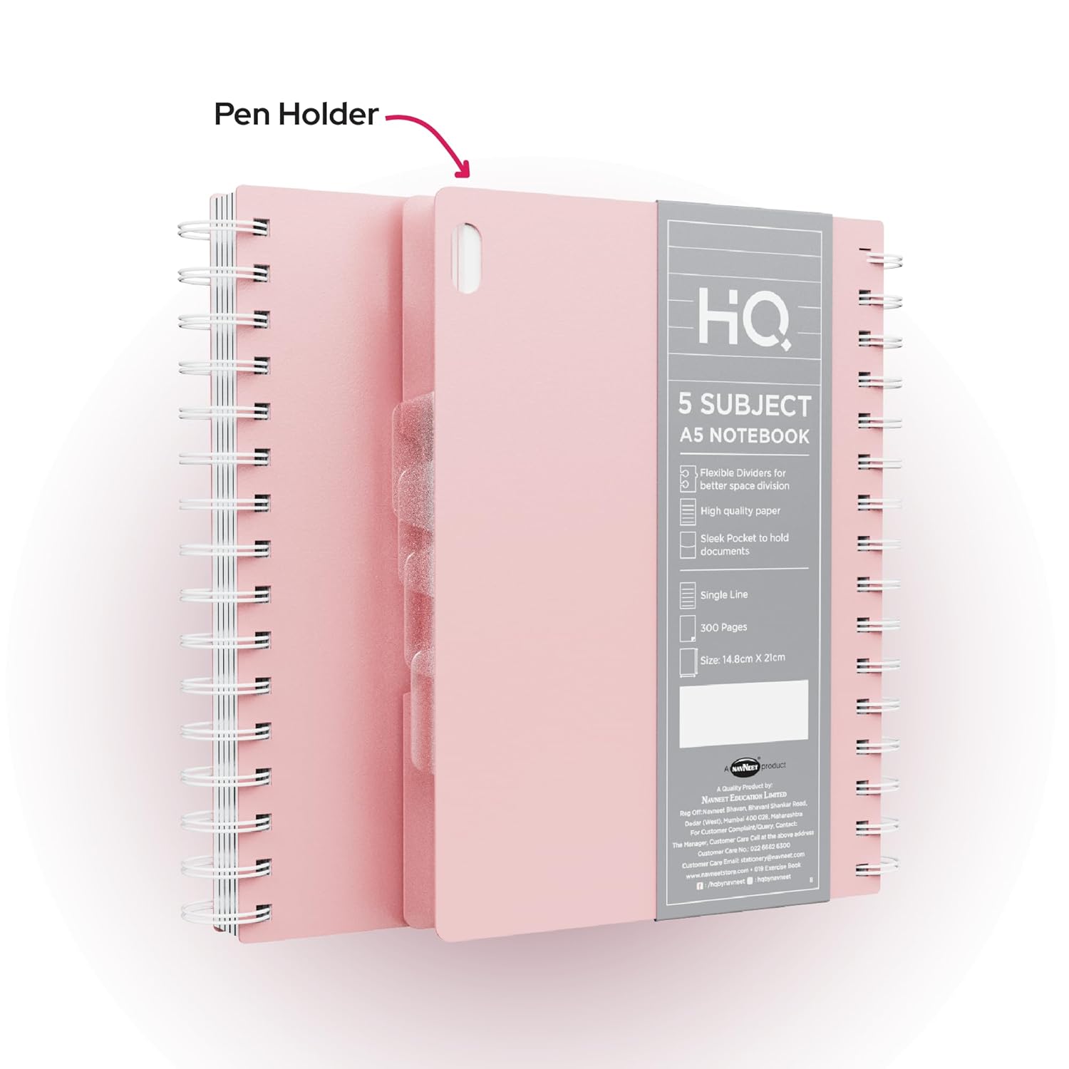 Navneet HQ Five Subject Spiral Notebook