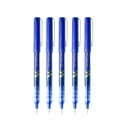 Pilot Hi-TechPoint V7 0.7mm Fine Point Pure Liquid Ink Roller Ball Pen | Blue Ink, Pack Of 5