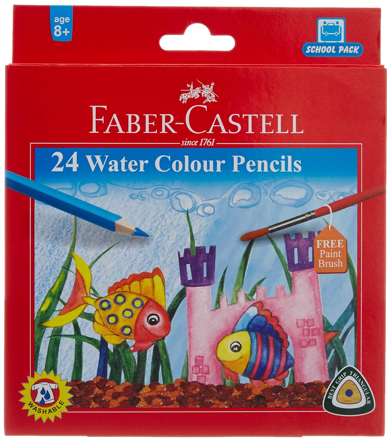 Faber-Castell Water Color Pencils with Paint Brush - Pack of 24