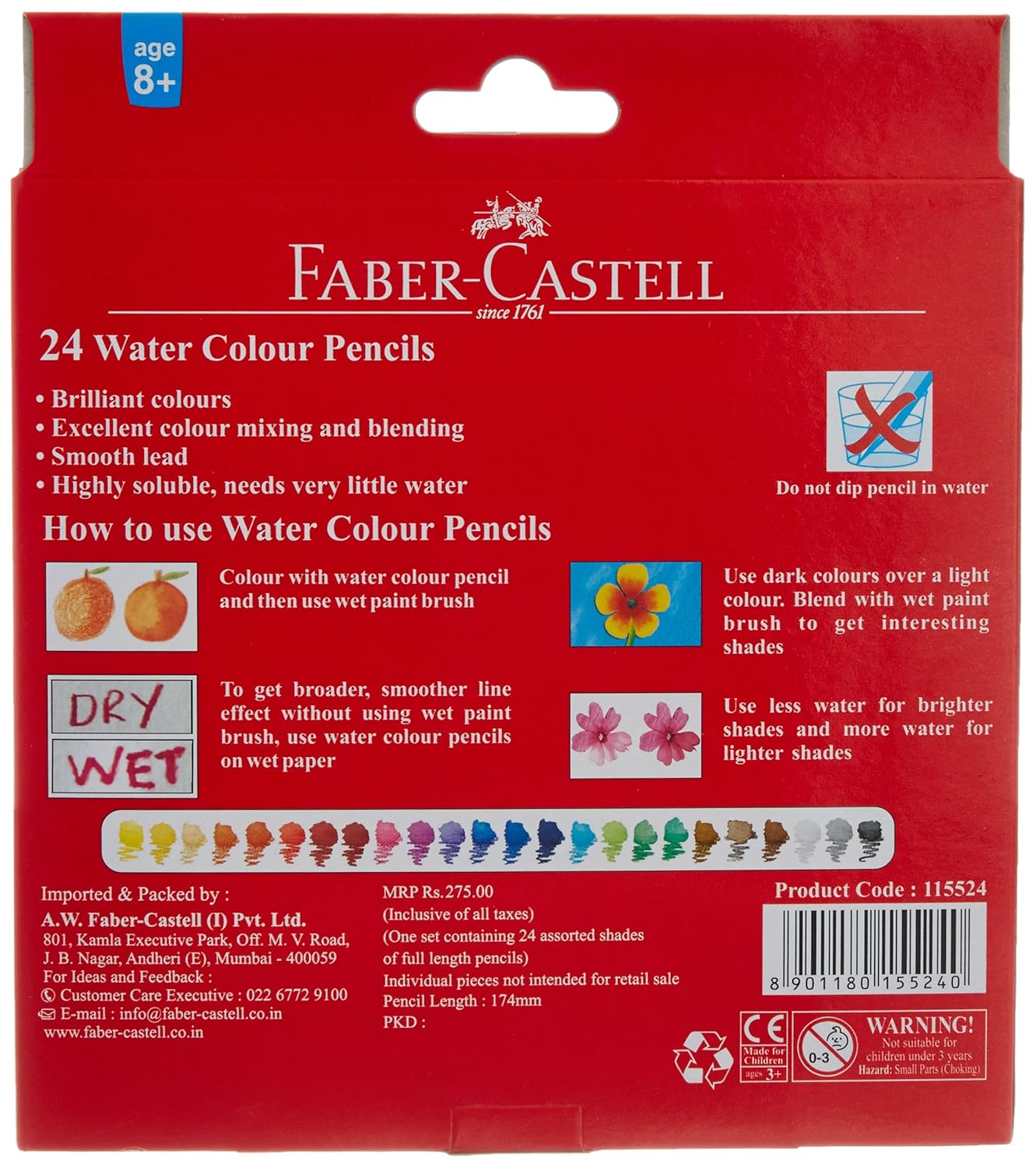 Faber-Castell Water Color Pencils with Paint Brush - Pack of 24