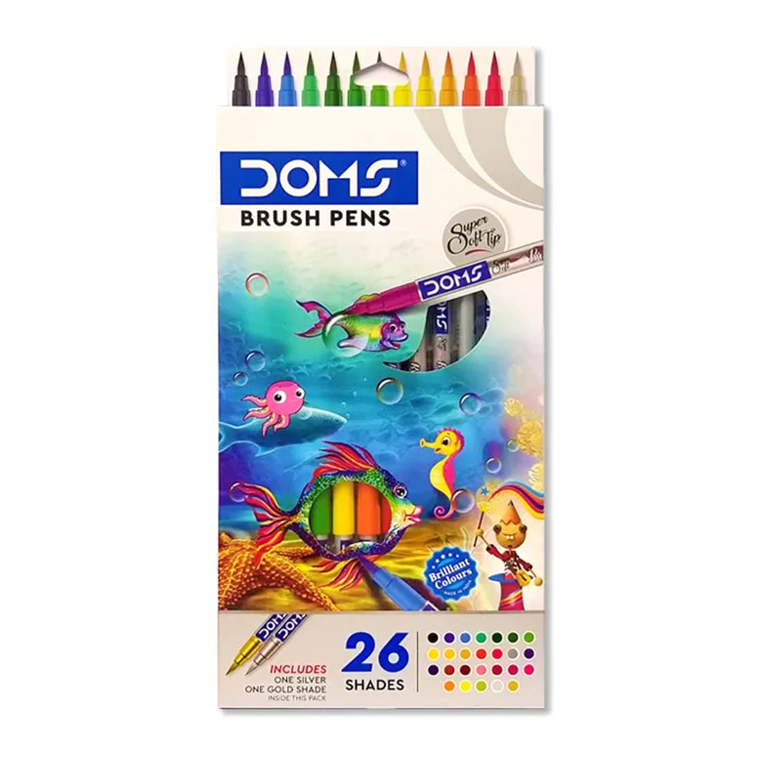 DOMS Brush Pen Box Pack Set Of 26 Shades