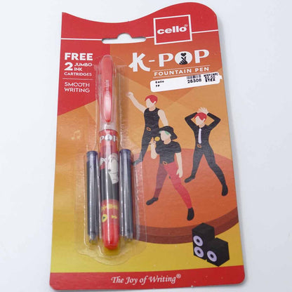 Cello K Pop Fountain Pen with 2 Cartridges Blue Ink
