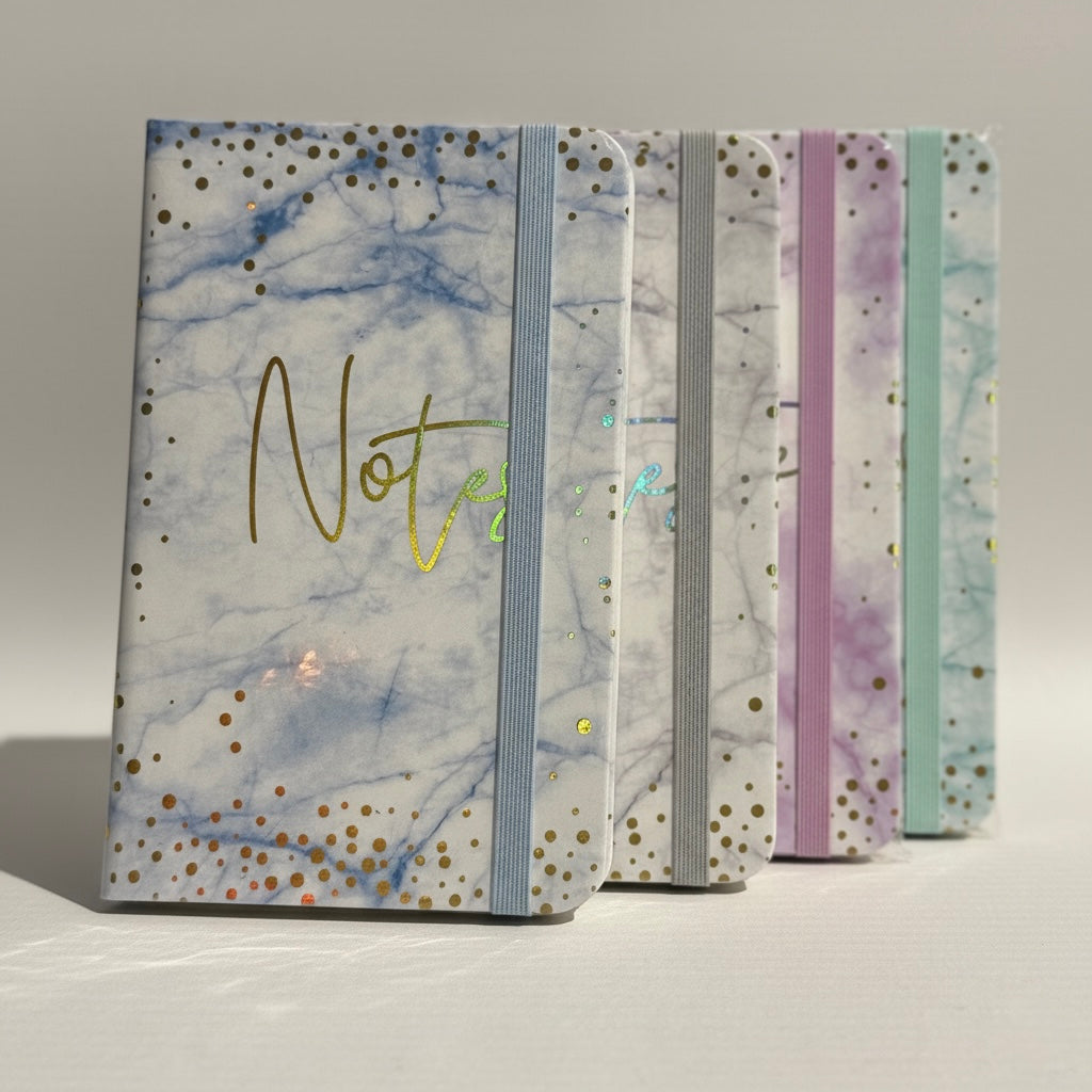 Iridescent 'Note' Pocket Diary / Journal - Marble & Gold Foil Design