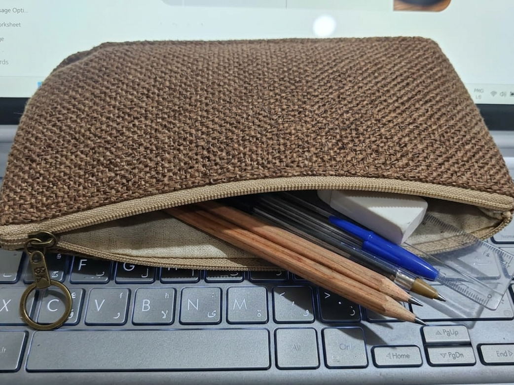 Jute Material Pencil Case