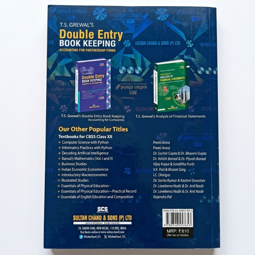 T.S. Grewal’s Double Entry Book Keeping: Accounting for Partnership Firms (Volume I) – CBSE Class 12th (2026 Edition)