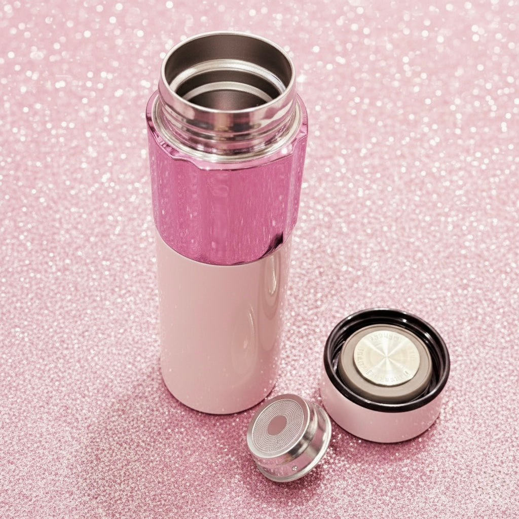 Chic Blush Pink Thermal Bottle with Rose Gold Accent