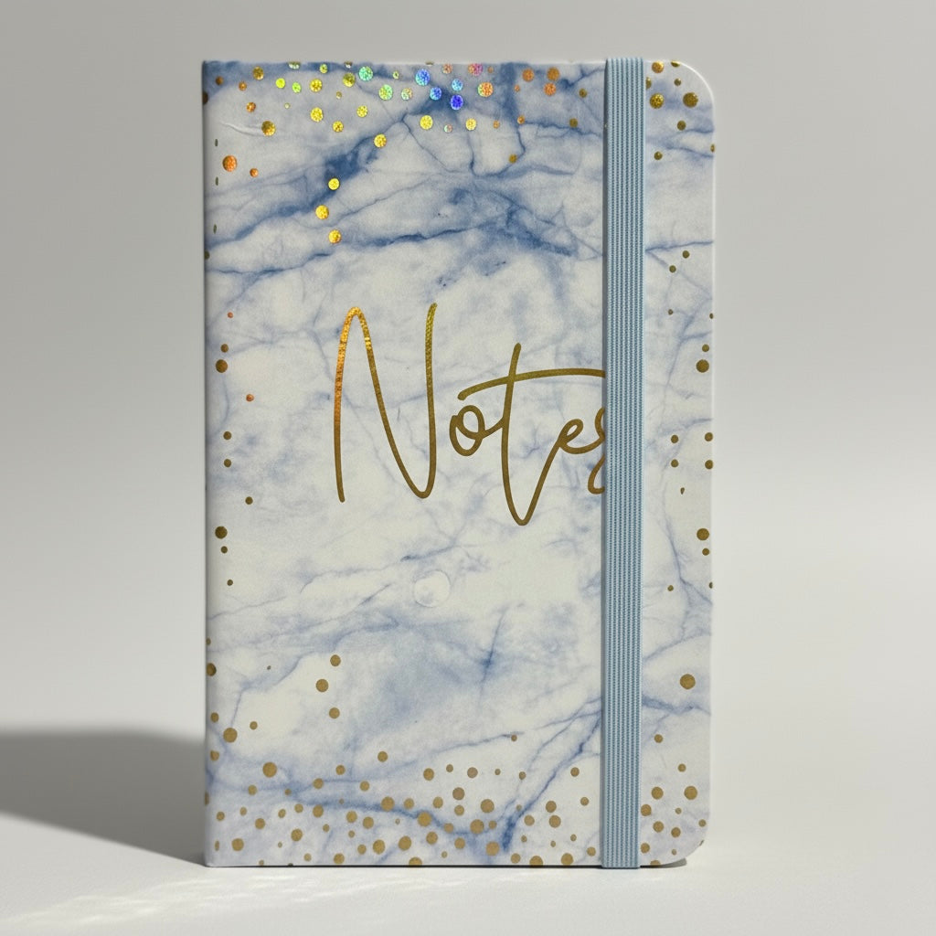 Iridescent 'Note' Pocket Diary / Journal - Marble & Gold Foil Design