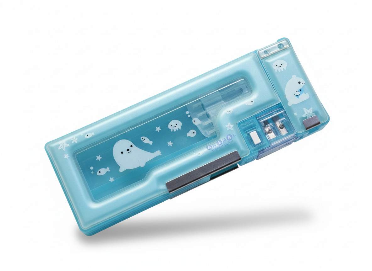 Aqua Marine Double-Sided Seal Pencil Case