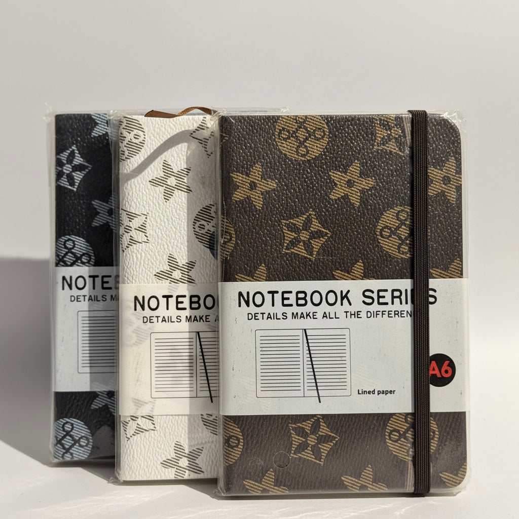 Luxury Monogrammed Hardcover Pocket Diary / Notebook - Brown & Gold