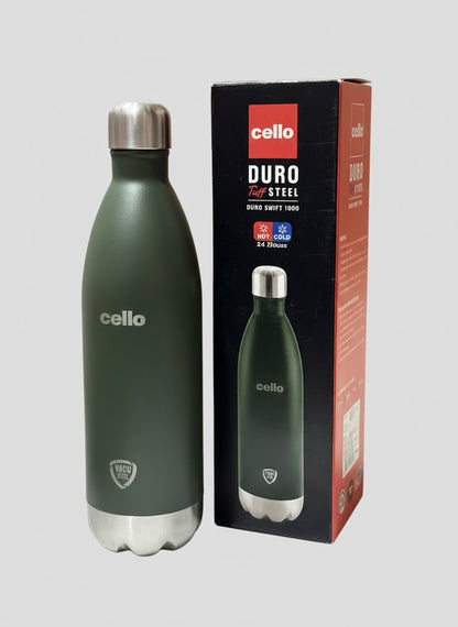 Cello Vacu Steel Insulated Stainless Steel Bottle - 900ml, Forest Green
