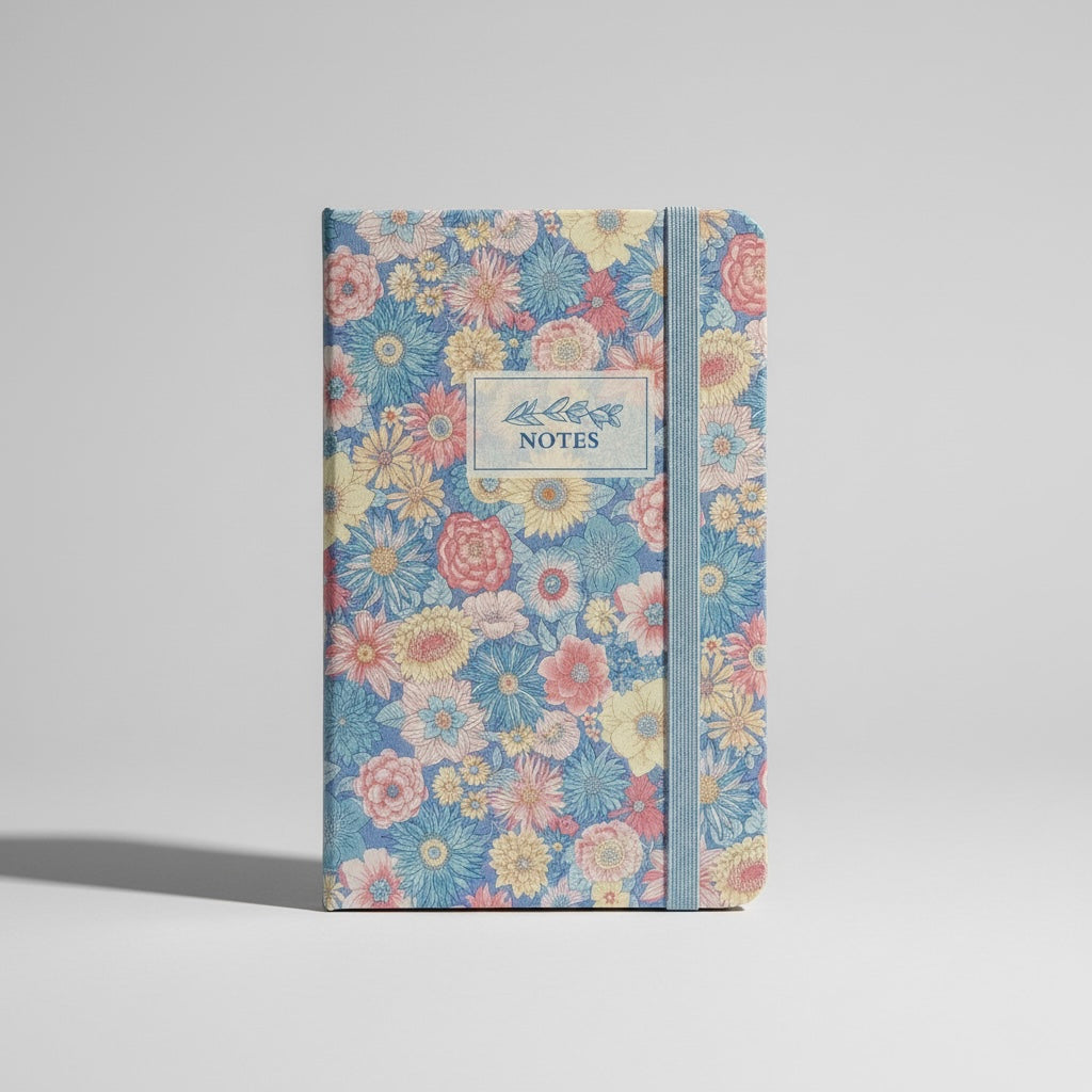 Serene Blue Floral Pocket Notebook