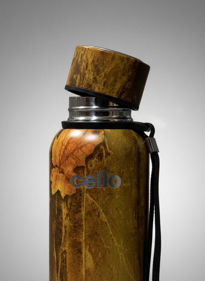Cello Vacu Steel Insulated Water Bottle with Autumn Leaf Print - 900ml
