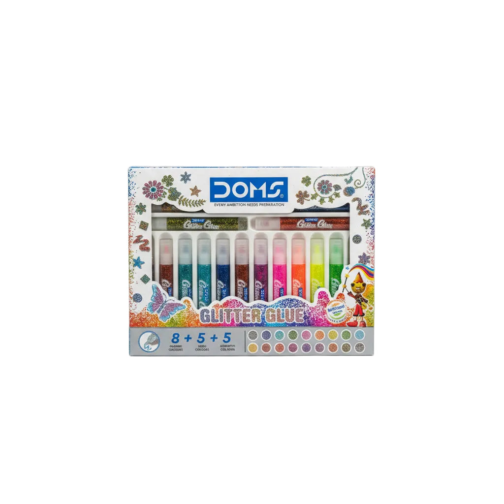 Doms Glitter Glue Kit (8 Classic Color+ 5 Neon Color + 5 Conefeti Color)