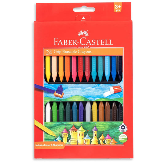 Faber-Castell Grip Erasable Crayon Set - Pack of 24