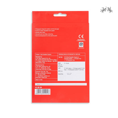 Faber-Castell Grip Erasable Crayon Set - Pack of 24