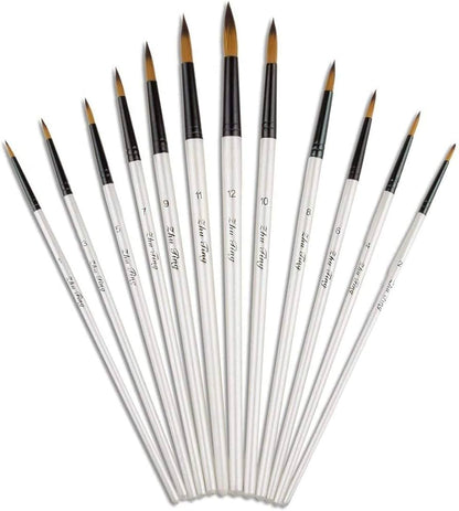 Round Pointed Tip Paint Brushes Set, 12 Pcs Artist Paintbrushes