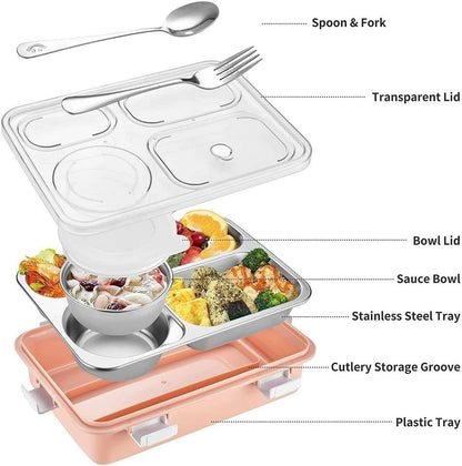 900 ML 4-Compartment Stainless Steel Lunch Box
