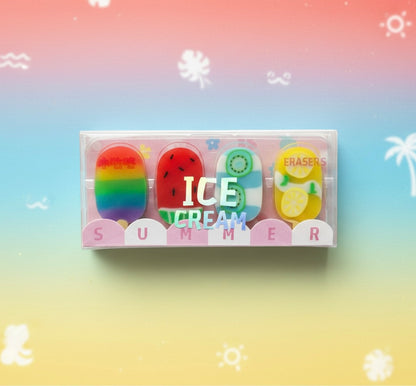 Ice Cream Erasers for Kids (Pack of 4)
