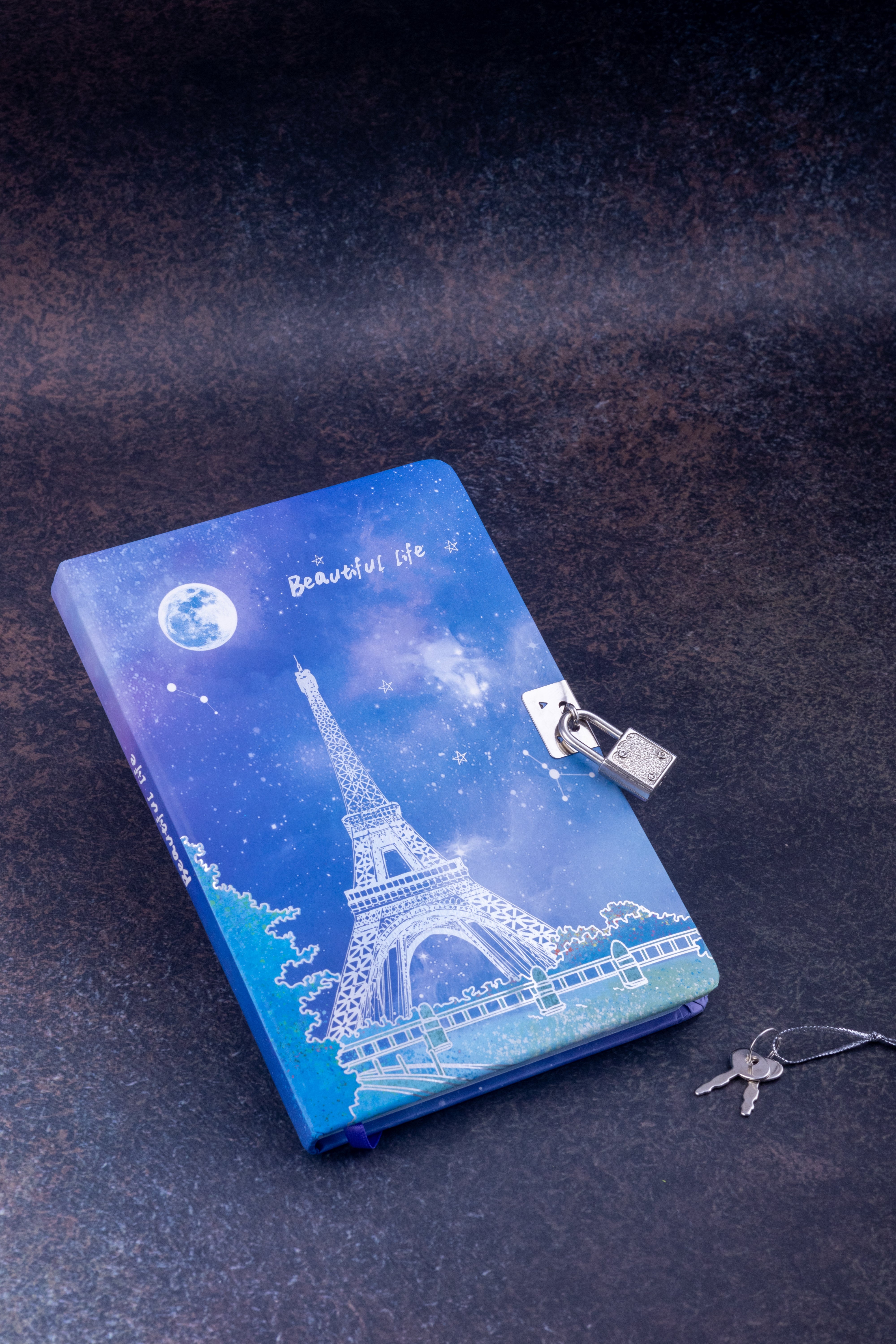 Paris Night Sky Lock Diary