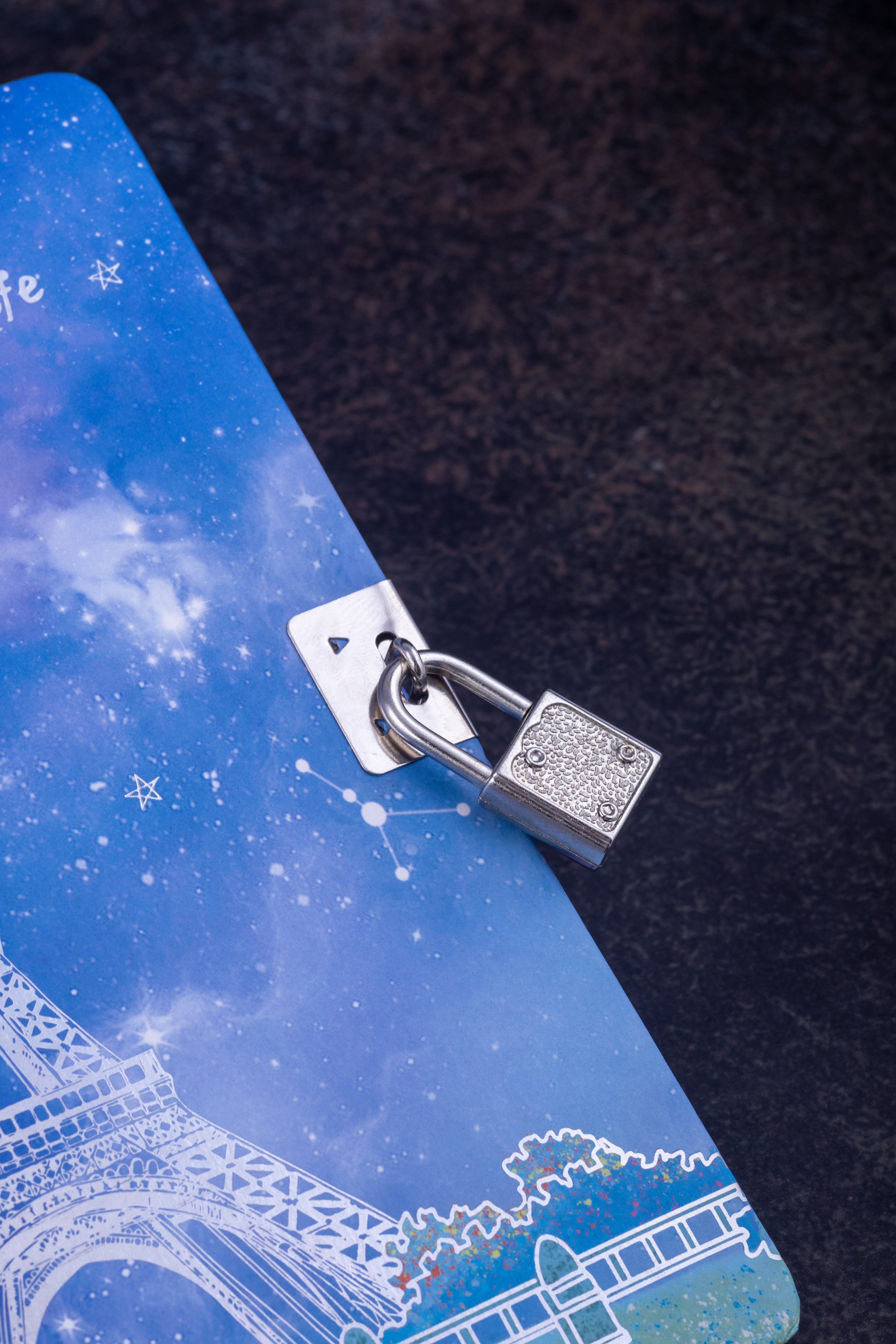 Paris Night Sky Lock Diary