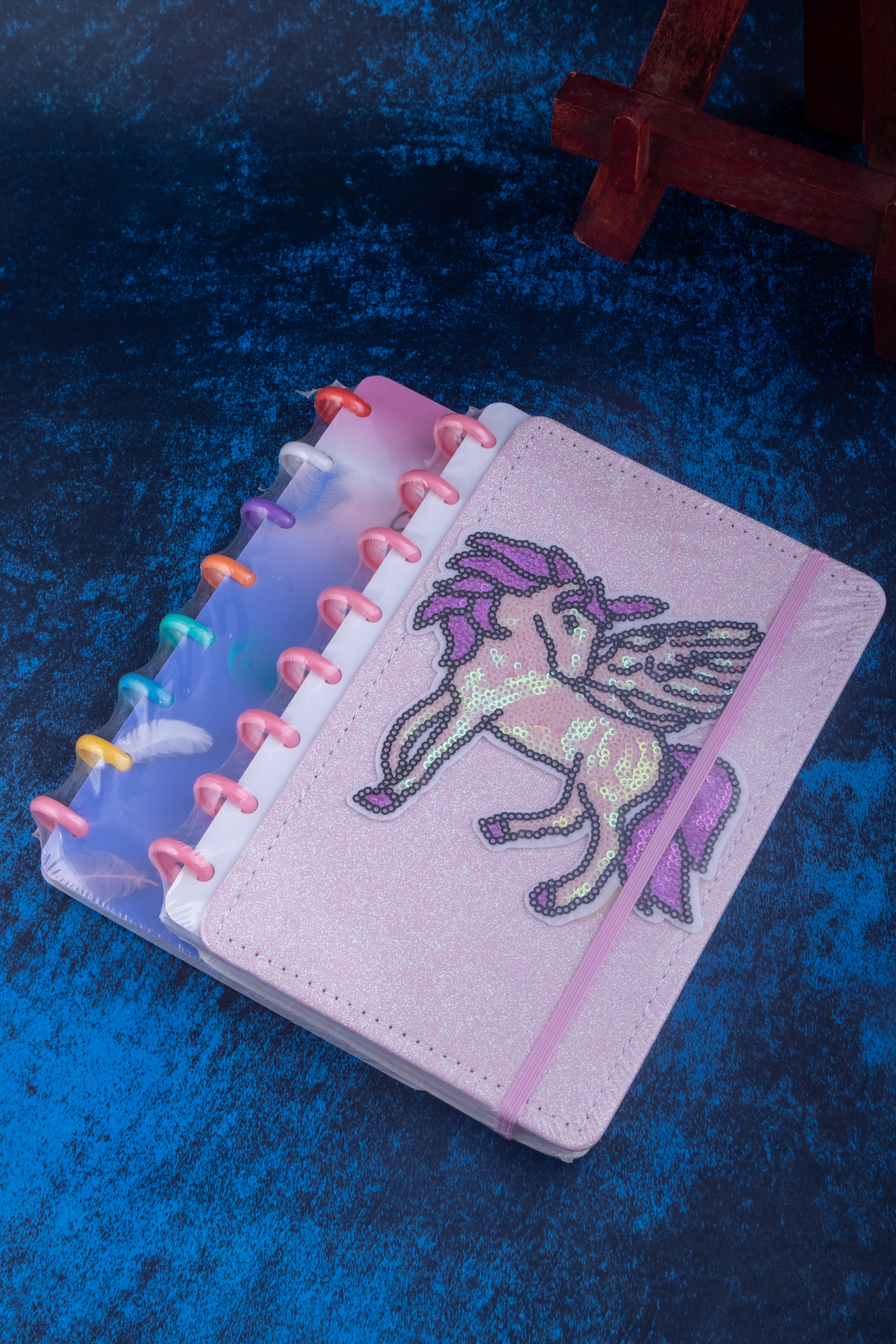 Colorful Feathers and Unicorn Spiral Binder Diary