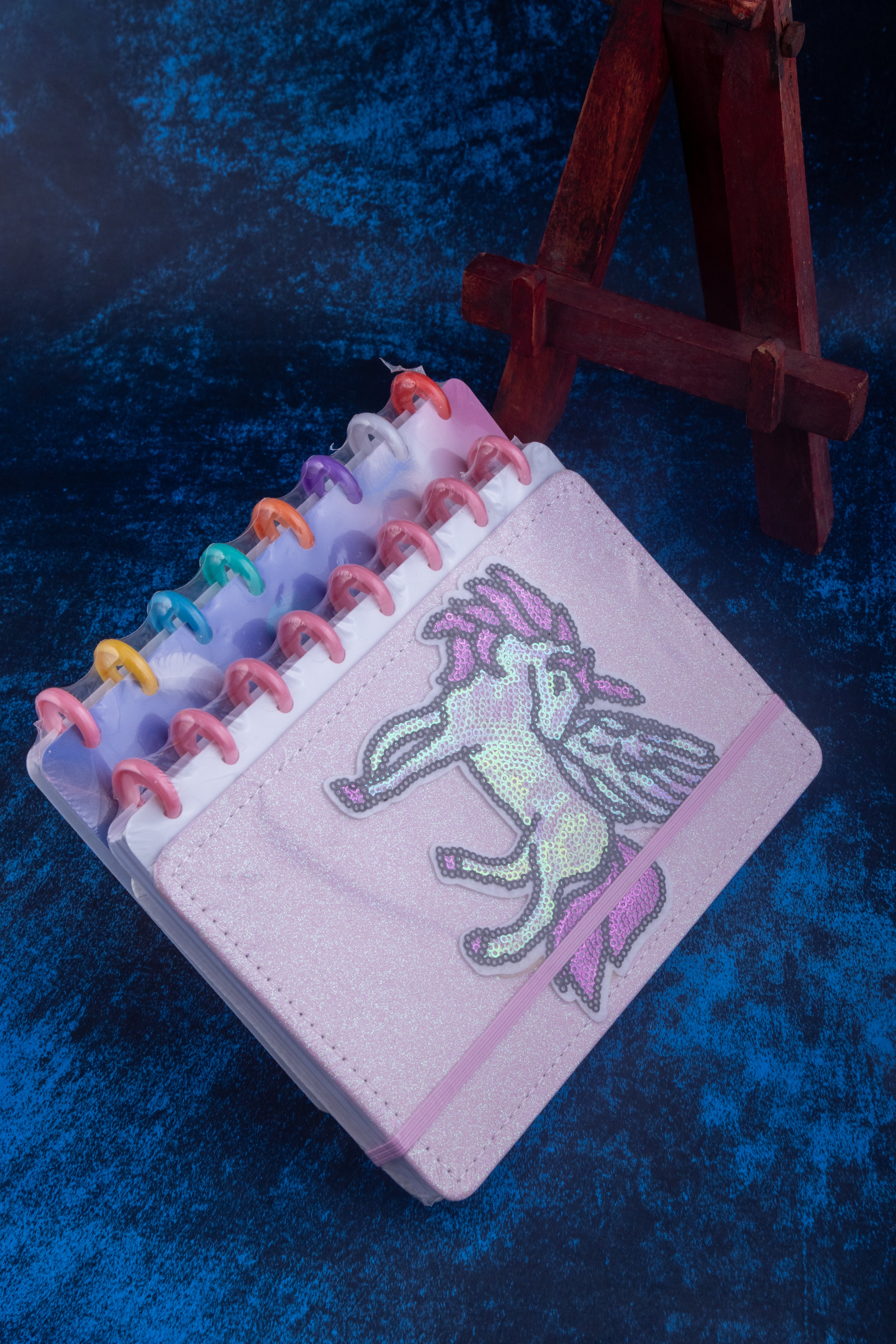 Colorful Feathers and Unicorn Spiral Binder Diary