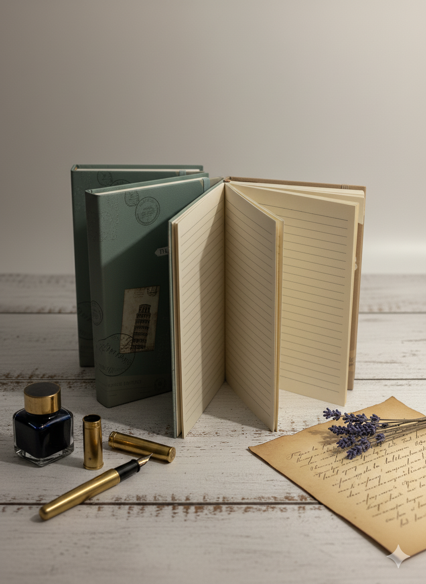 Vintage Travel-Themed Hardcover Diary