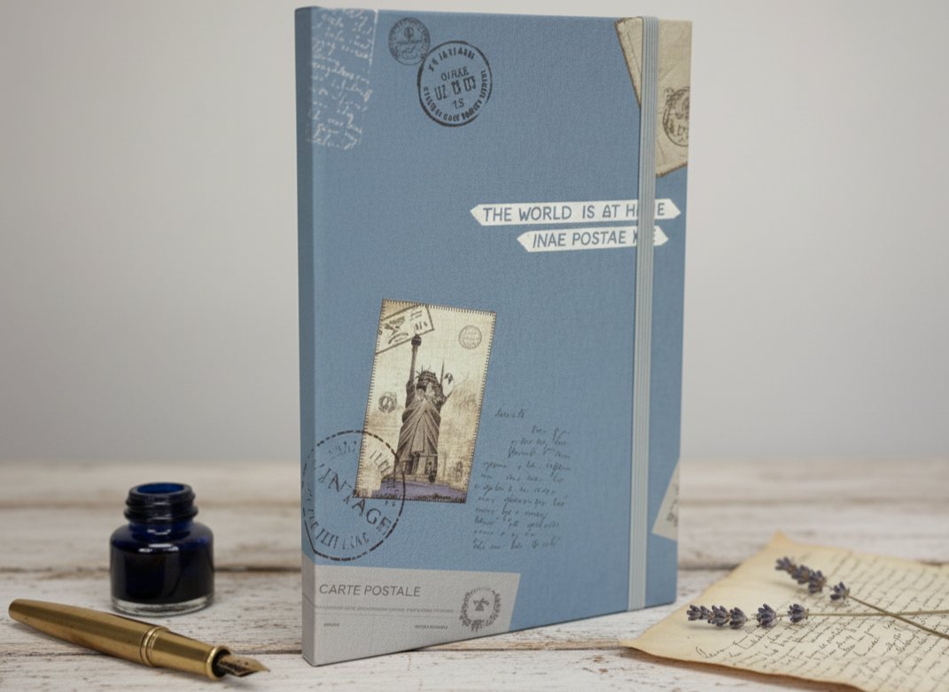 Vintage Travel-Themed Hardcover Diary