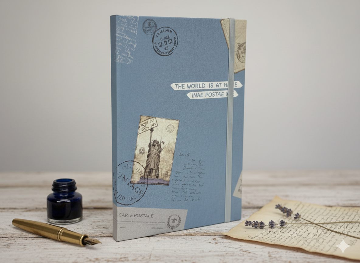 Vintage Travel-Themed Hardcover Diary