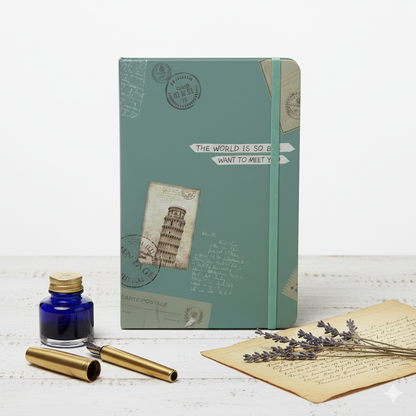 Vintage Travel-Themed Hardcover Diary
