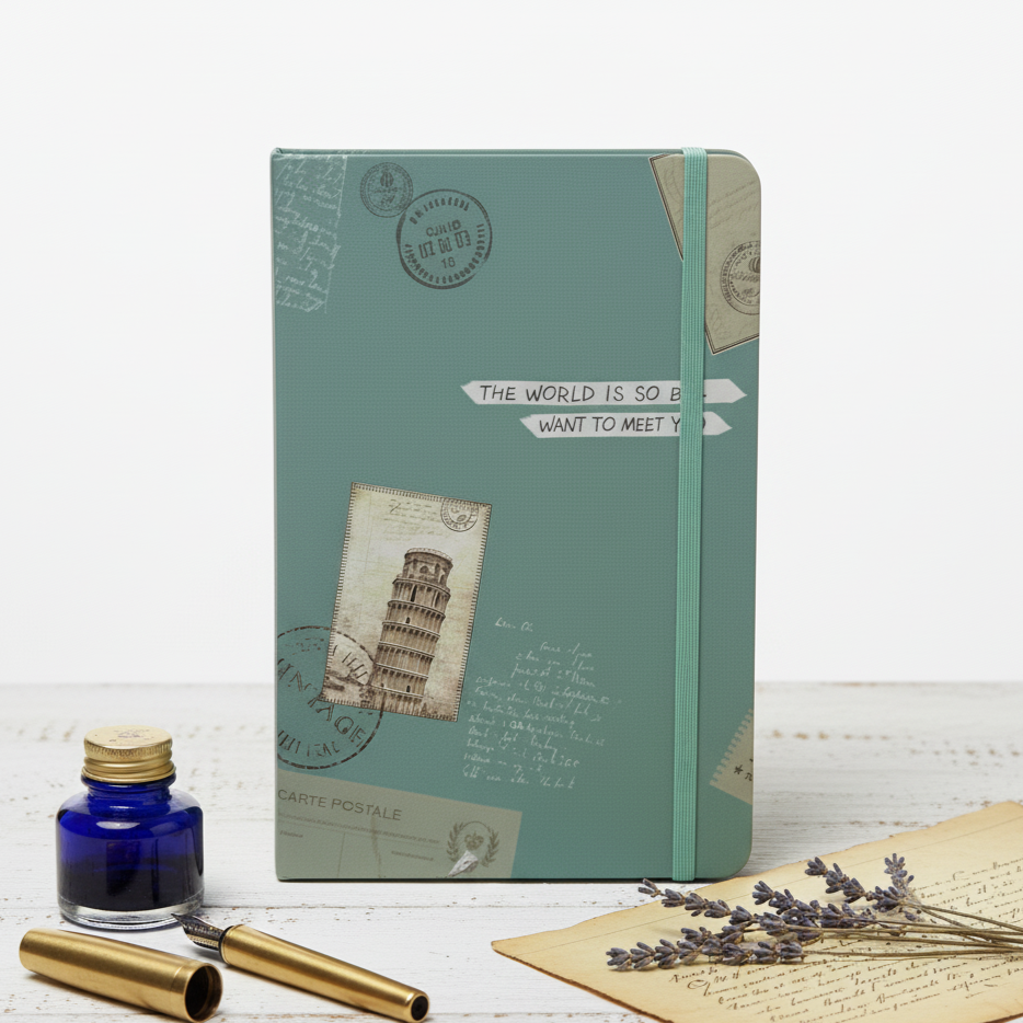 Vintage Travel-Themed Hardcover Diary