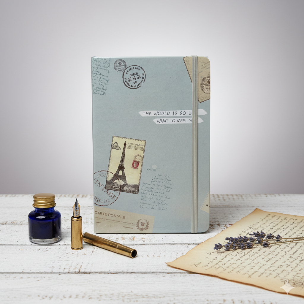Vintage Travel-Themed Hardcover Diary