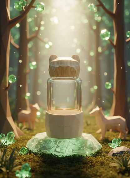 Hello Dream Modern Glass Water Bottle | Wooden Animal Lid