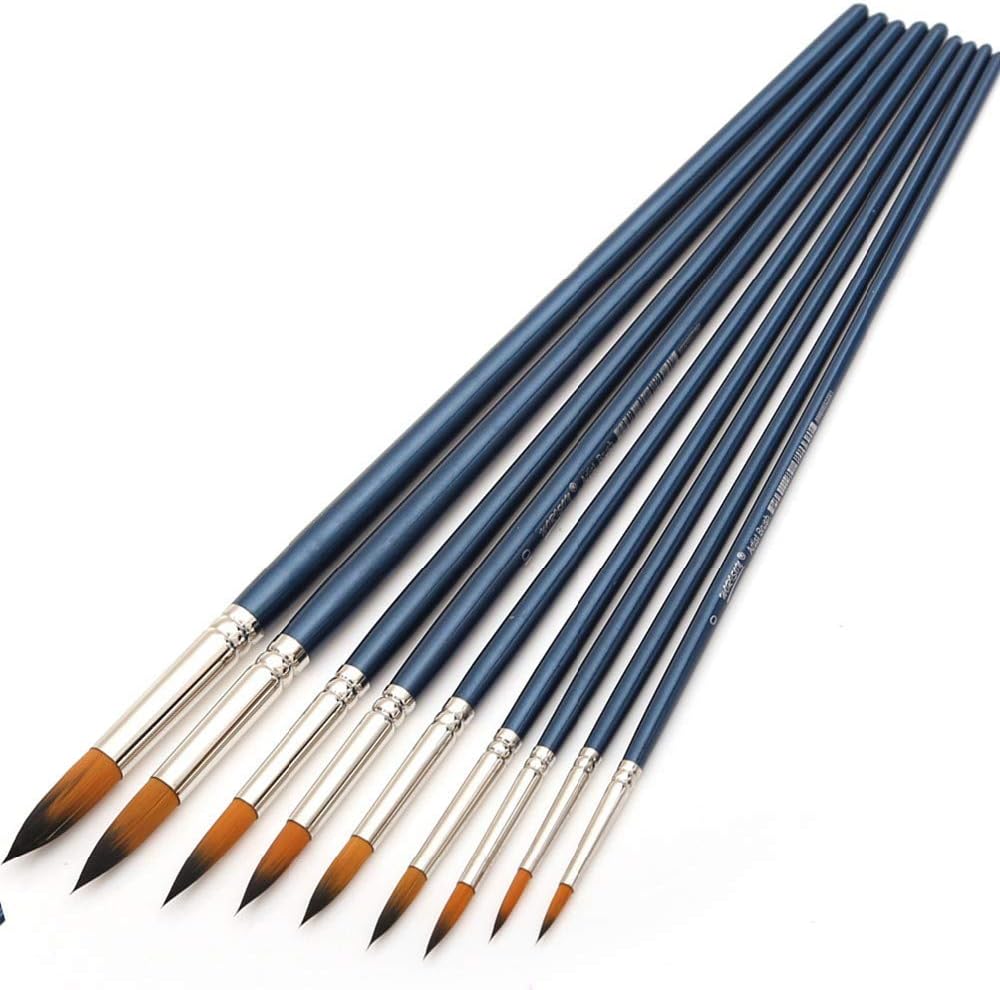 Round Pointed Tip Paint Brushes Set, 6 Pcs Artist Paintbrushes