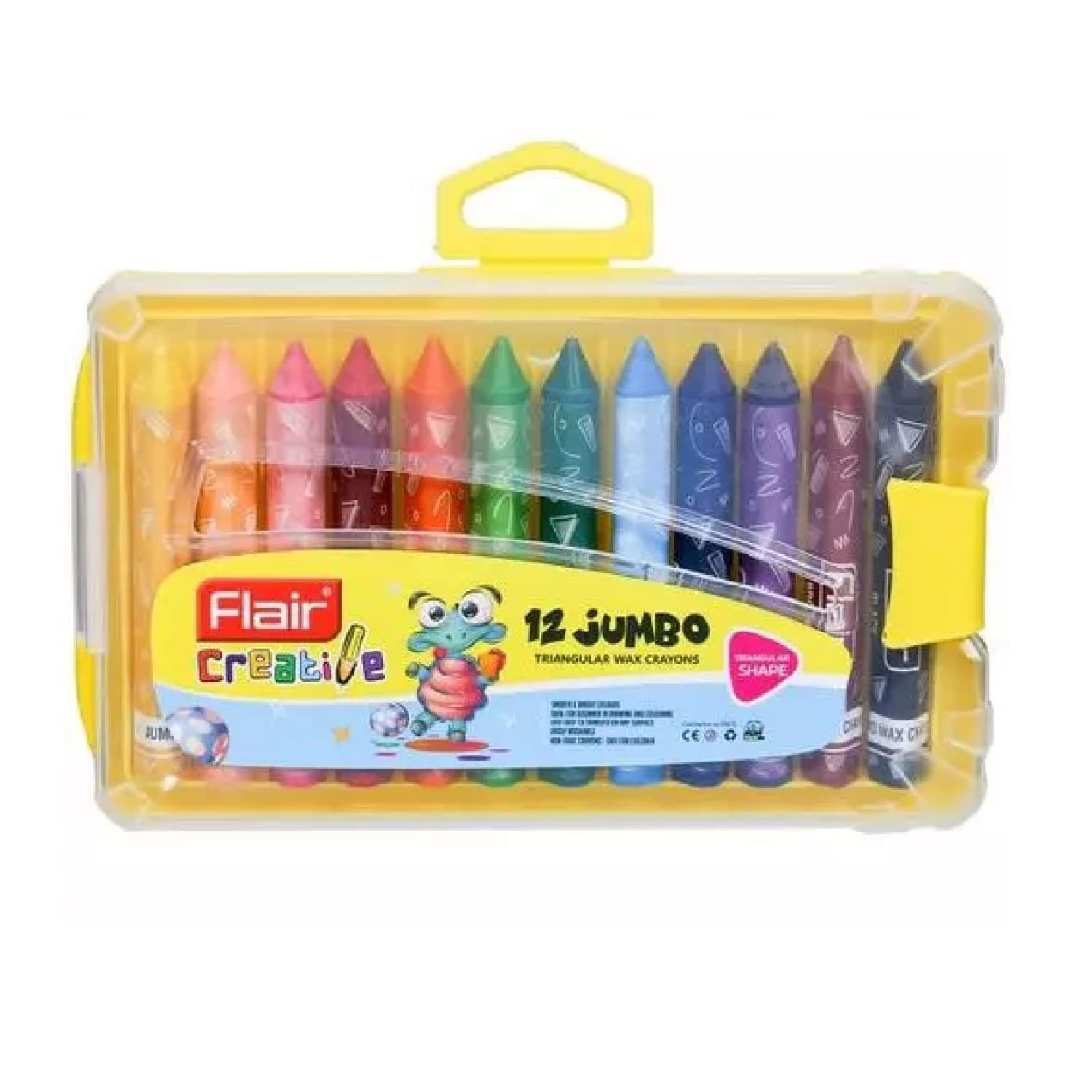 FLAIR Creative Series 12 Shades Jumbo Triangular Wax Crayons Box Pack