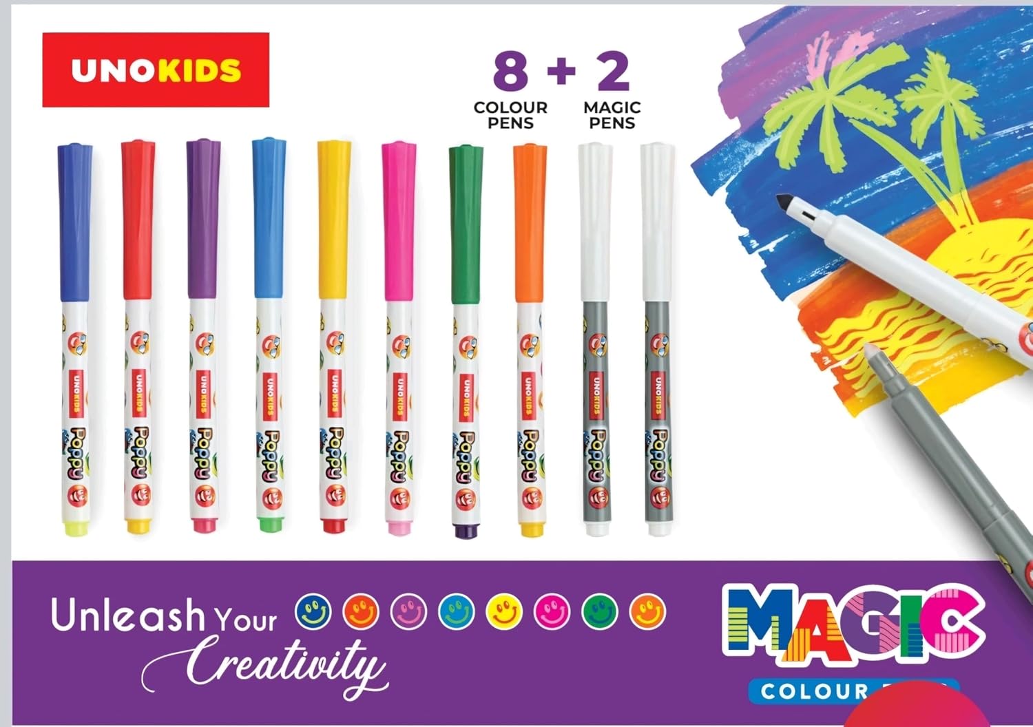 Unomax Magic Colour Pen Set 8 Colour Pens + 2 Magic Pens
