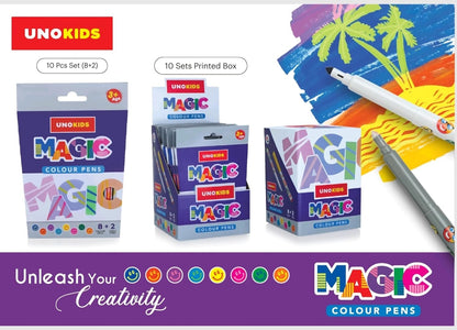 Unomax Magic Colour Pen Set 8 Colour Pens + 2 Magic Pens