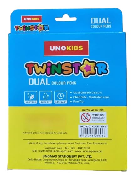 Unomax Twinstar Dual Colour Pens 10 Pens, 20 Colour Shades