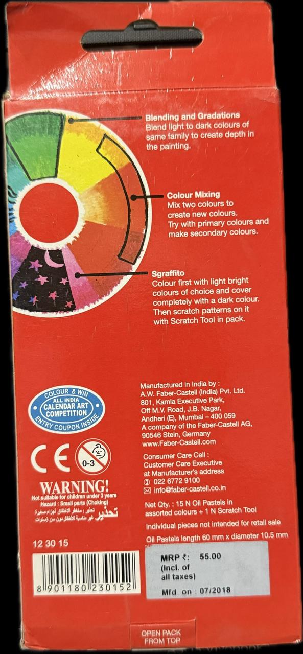 Faber-Castell Oil Pastel Set - Pack of 15 (Assorted)