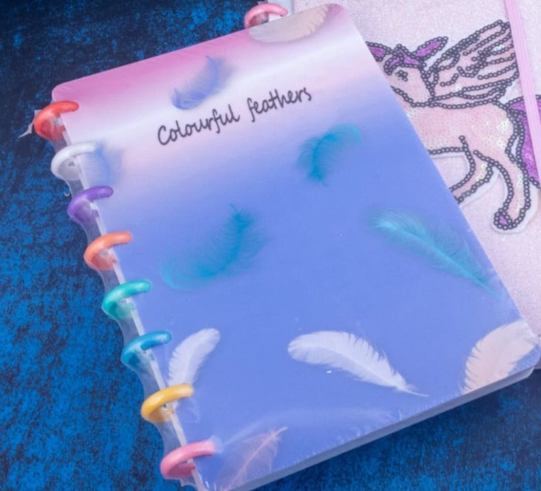Colorful Feathers Spiral Style Diary