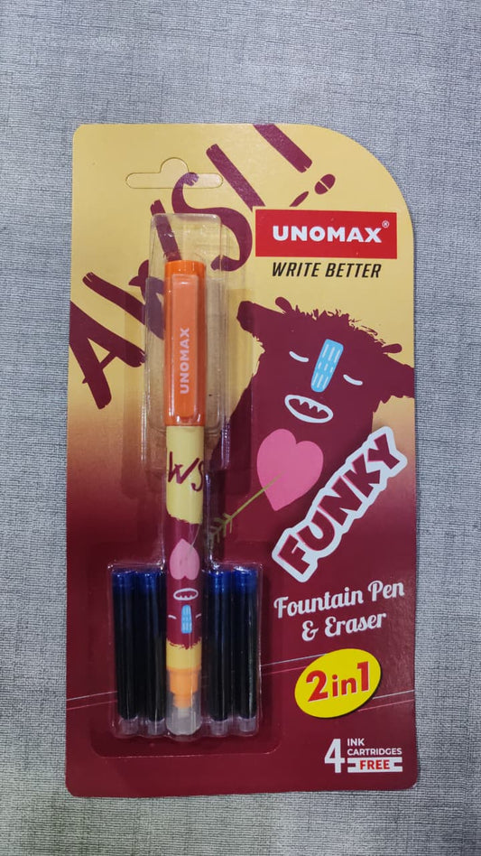 Unomax Write Better 2 in 1 Funky Fountain and Eraser Pen