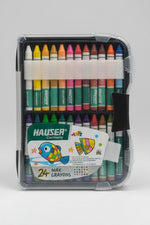 Hauser 24 Shades Box Packing Wax Crayons