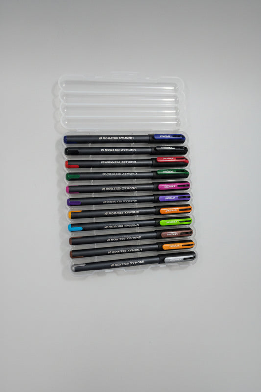 Unomax Geltron Gel Pen Set (12 Assorted Colors)