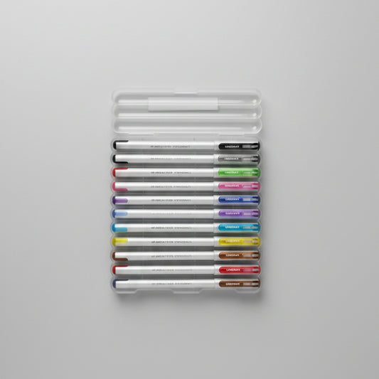 Unomax Geltron Silver Edition Gel Pen Set (12 Assorted Colors)