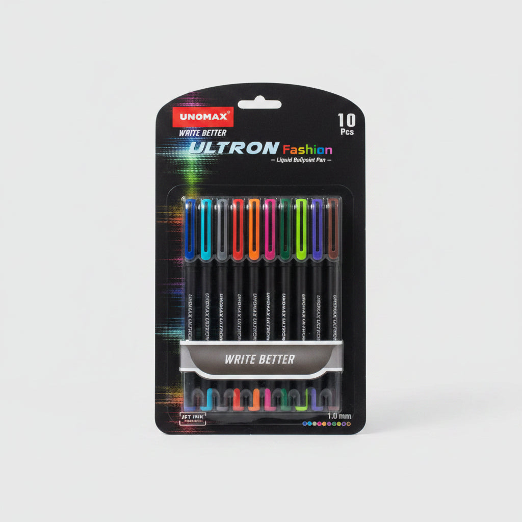 Unomax Ultron Fashion Liquid Ballpoint Pen Set (10 Pcs)