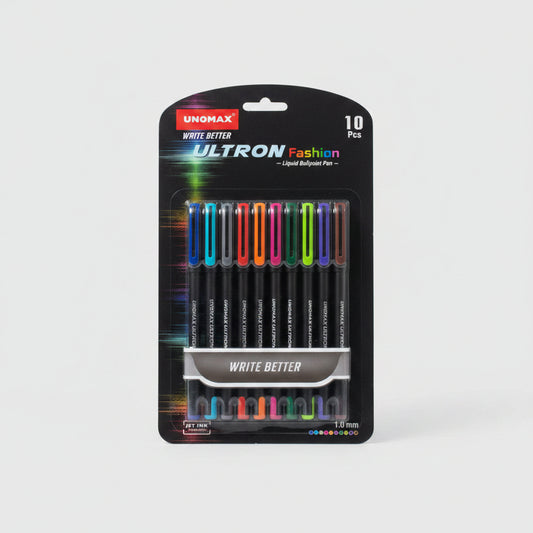 Unomax Ultron Fashion Liquid Ballpoint Pen Set (10 Pcs)