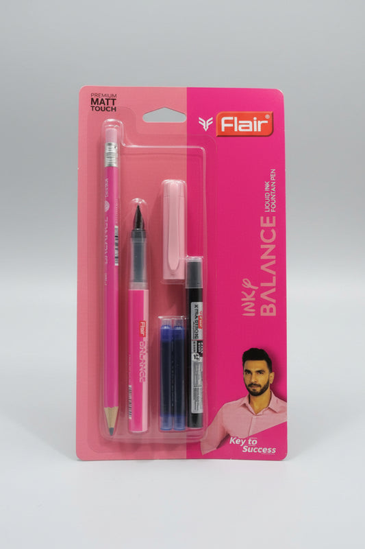 Flair Inky Balance Liquid Ink Fountain Pen Combo Set - Pink Edition