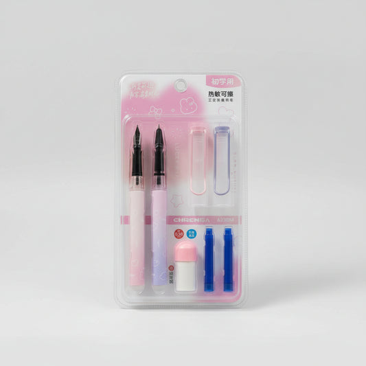 Chrenka Erasable Fountain & Rollerball Pen Set for Beginners (Pink Gradient)