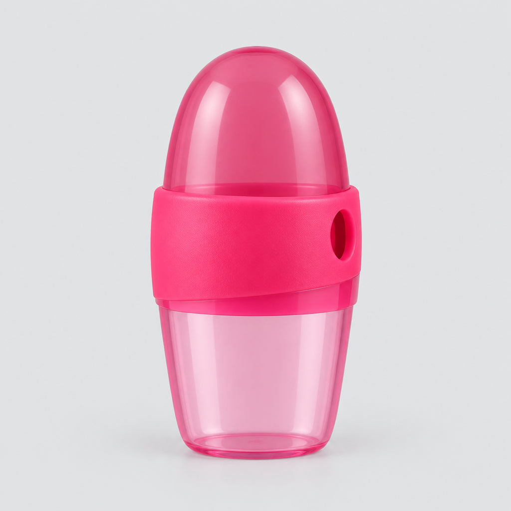 Mini Plastic Pencil Sharpener with Storage Container – Pink