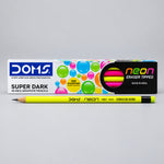 DOMS Neon Super Dark HB Pencils – 10 Pencils with Sharpener